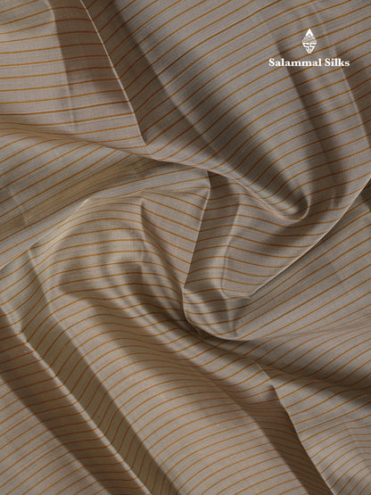 Beautiful Light Grey Pure Kanjivaram Silk Saree With Contrast Mustard Yellow Traditional Rettapet Border
