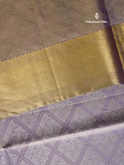 Beautiful Light Lavender Tissue Pure Kanjivaram Silk Saree (2G) Zari With Self Border
