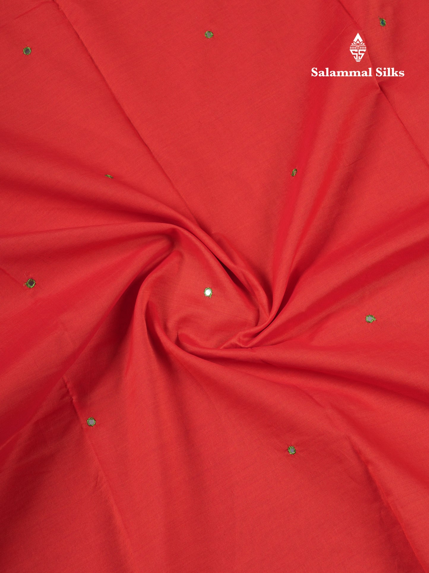 Beautiful Red Mirror Work South Cotton Printed Saree With Contrast Cream Sandal Blouse