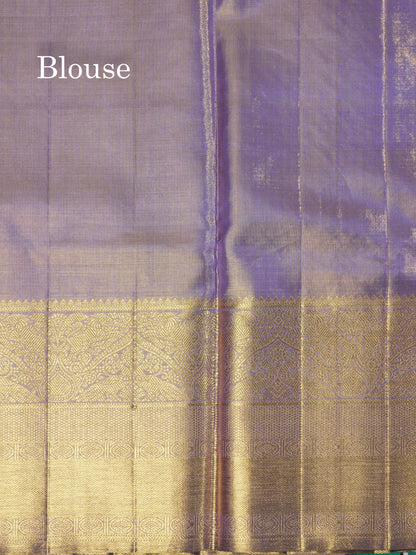 Beautiful Light Lavender Tissue Pure Kanjivaram Silk Saree (2G) Zari With Self Border