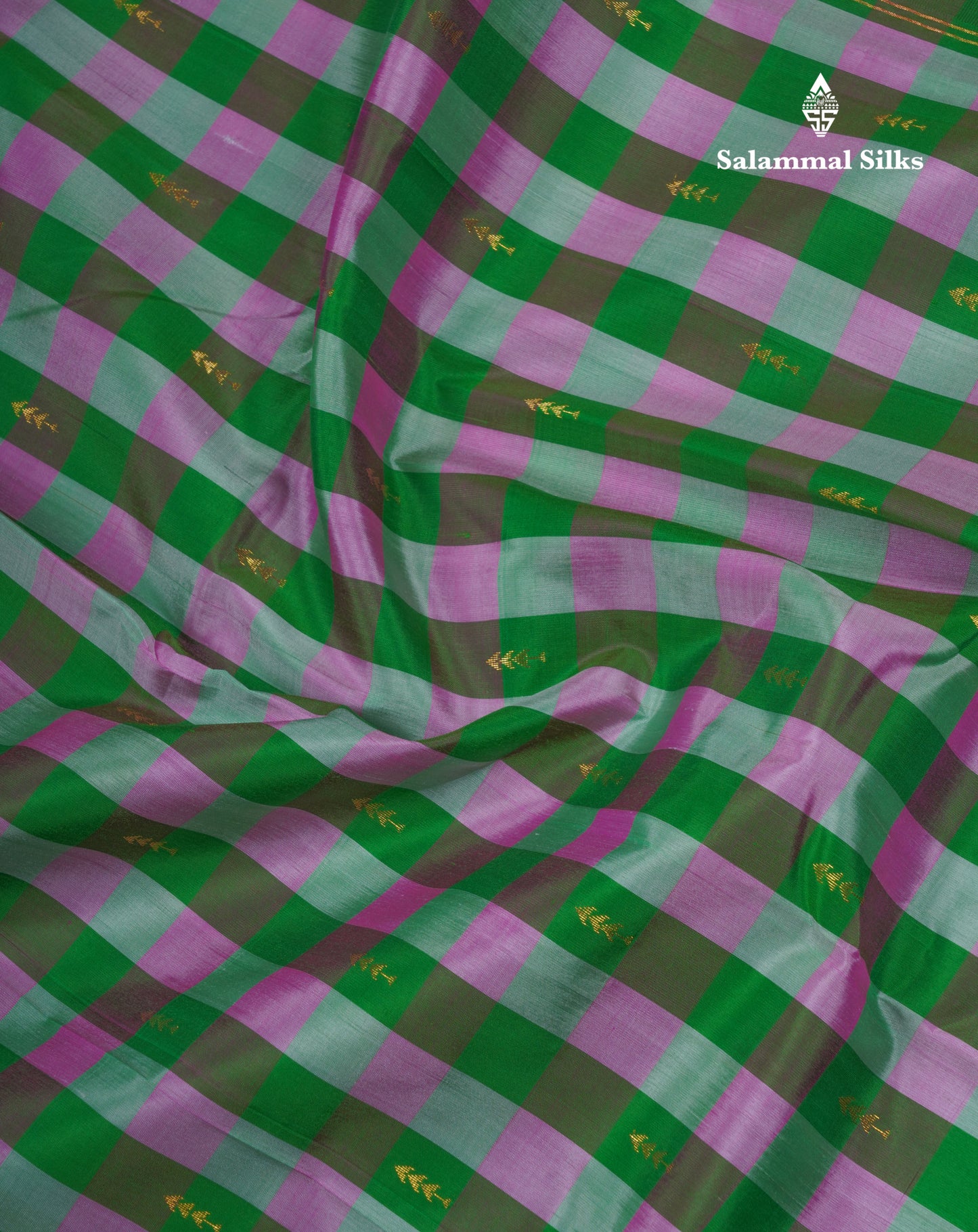 Paalum Pazhm Checks Beautiful Pure Kanjivaram Silk Saree With Traditional One Side Self Border