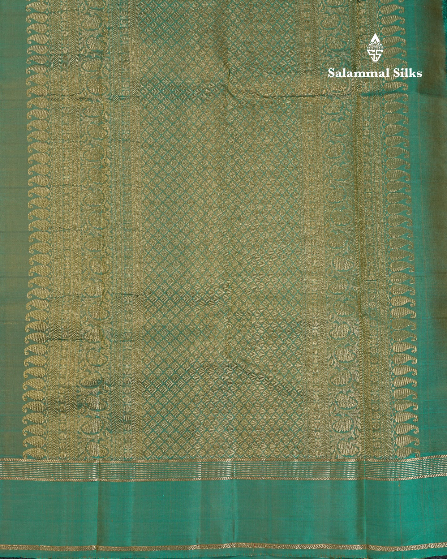 Beautiful Yellow Checks With Peacock Butta Pure Kanjivaram Silk Saree With Contrast Sapphire Green Traditional Gap Border