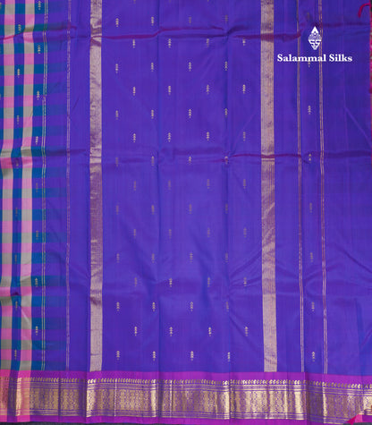 Paalum Pazhm Checks Beautiful Pure Kanjivaram Silk Saree With Traditional One Side Self Border