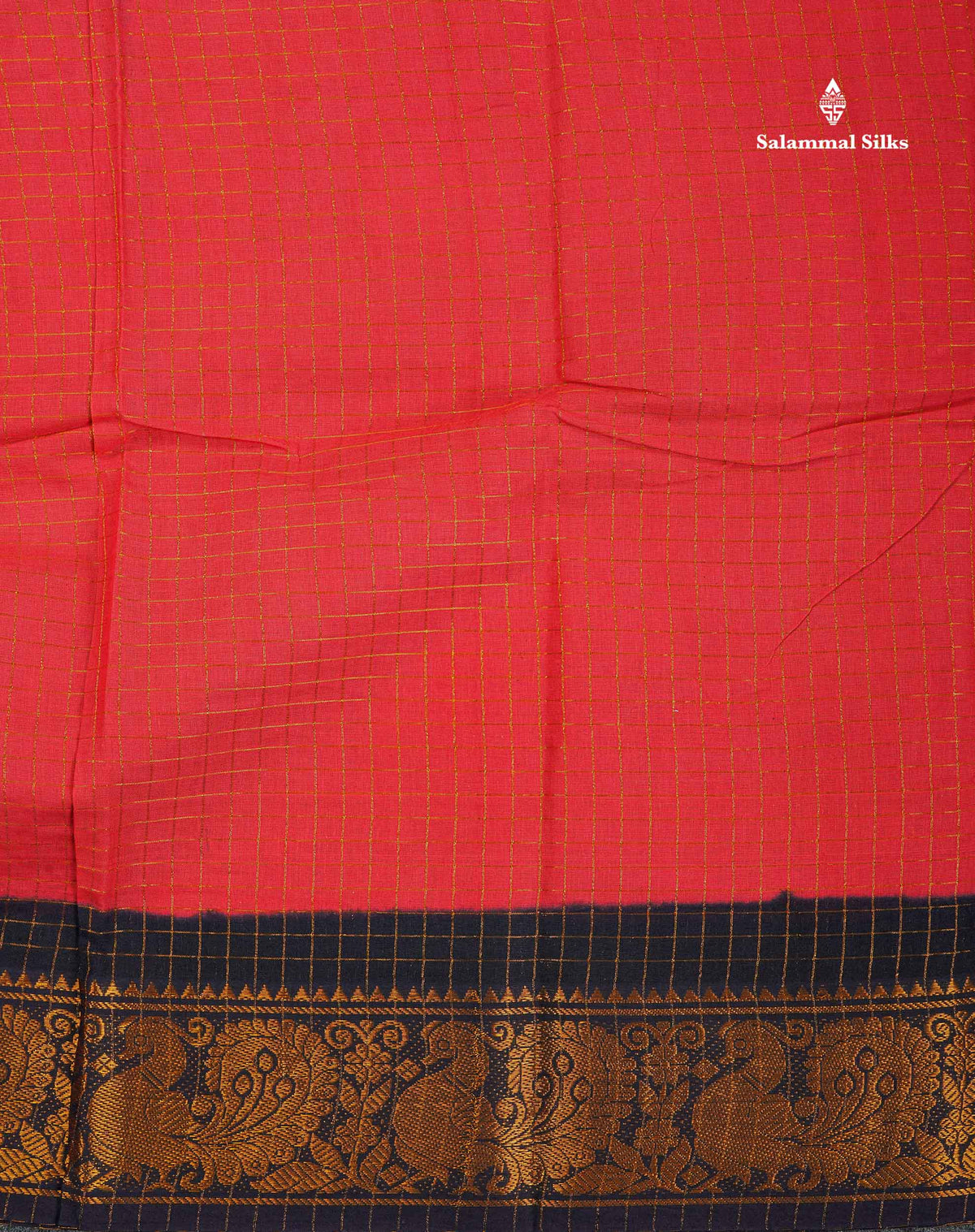 Sungudi Cotton Saree - Orange Colour Body Small Zari Checks With Baby Pink Border