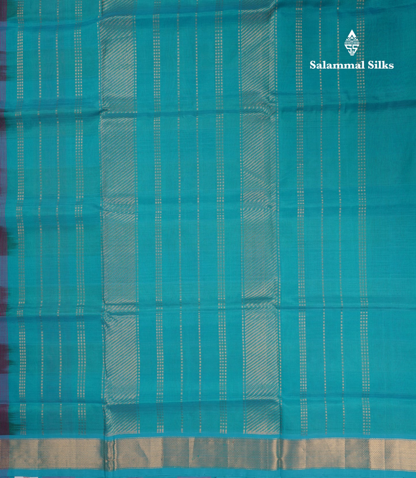 Paalum Pazham Checks Pure Silk Cotton Saree With Contrast Sapphire Blue Blouse