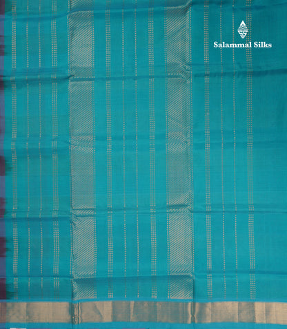 Paalum Pazham Checks Pure Silk Cotton Saree With Contrast Sapphire Blue Blouse