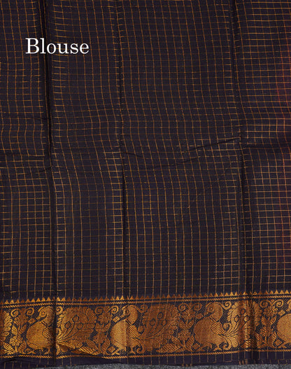 Sungudi Cotton Saree - Orange Colour Body Small Zari Checks With Baby Pink Border
