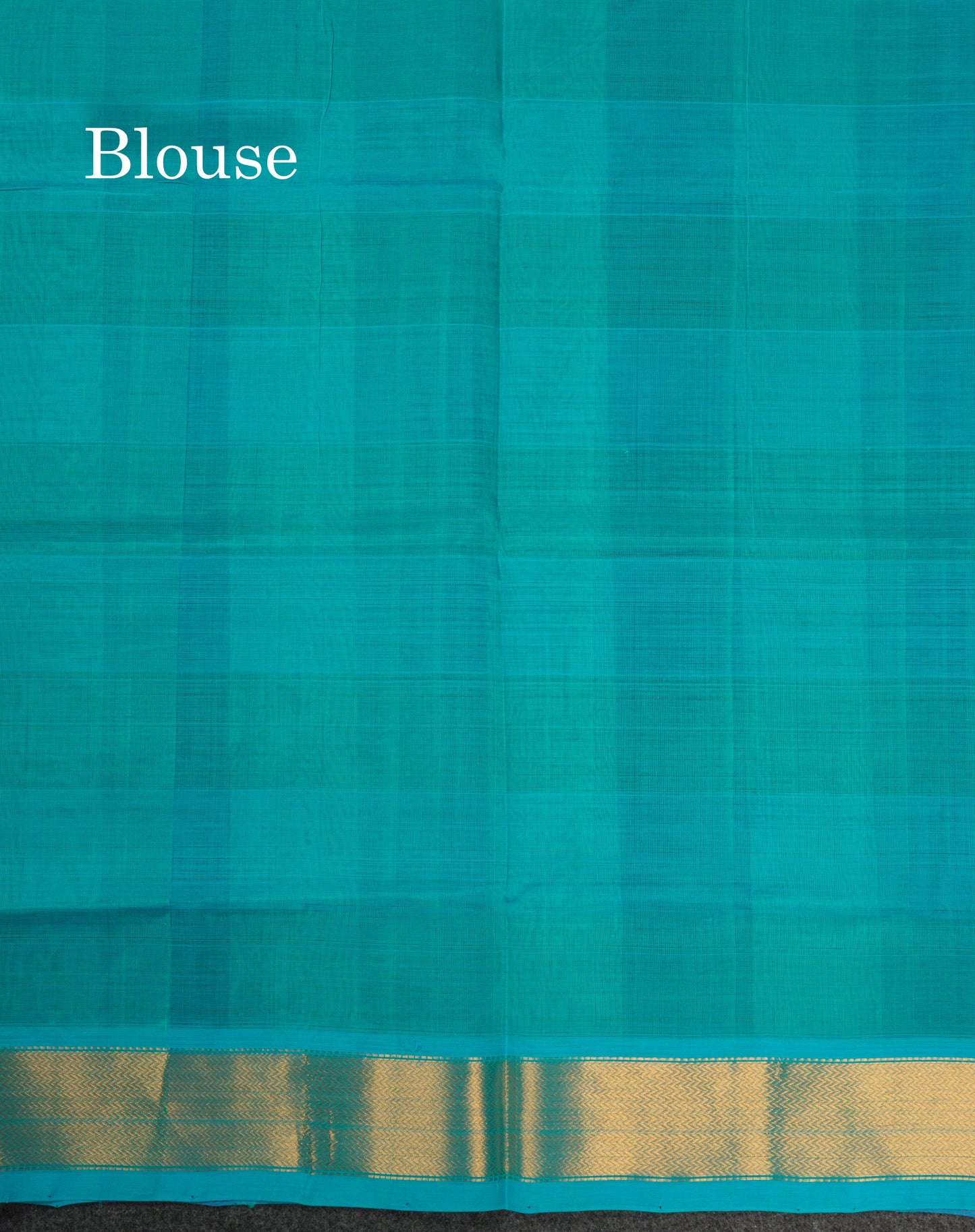 Paalum Pazham Checks Pure Silk Cotton Saree With Contrast Sapphire Blue Blouse