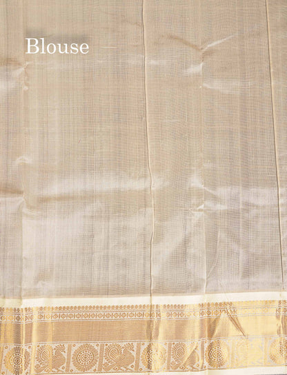 Pure Silk Cotton Saree - Navy Blue Big Checks With Traditional Butta Along With Contrast Cream Traditional Border