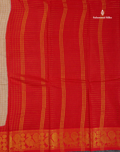 Sungudi Cotton Saree - Orange Colour Body Small Zari Checks With Baby Pink Border