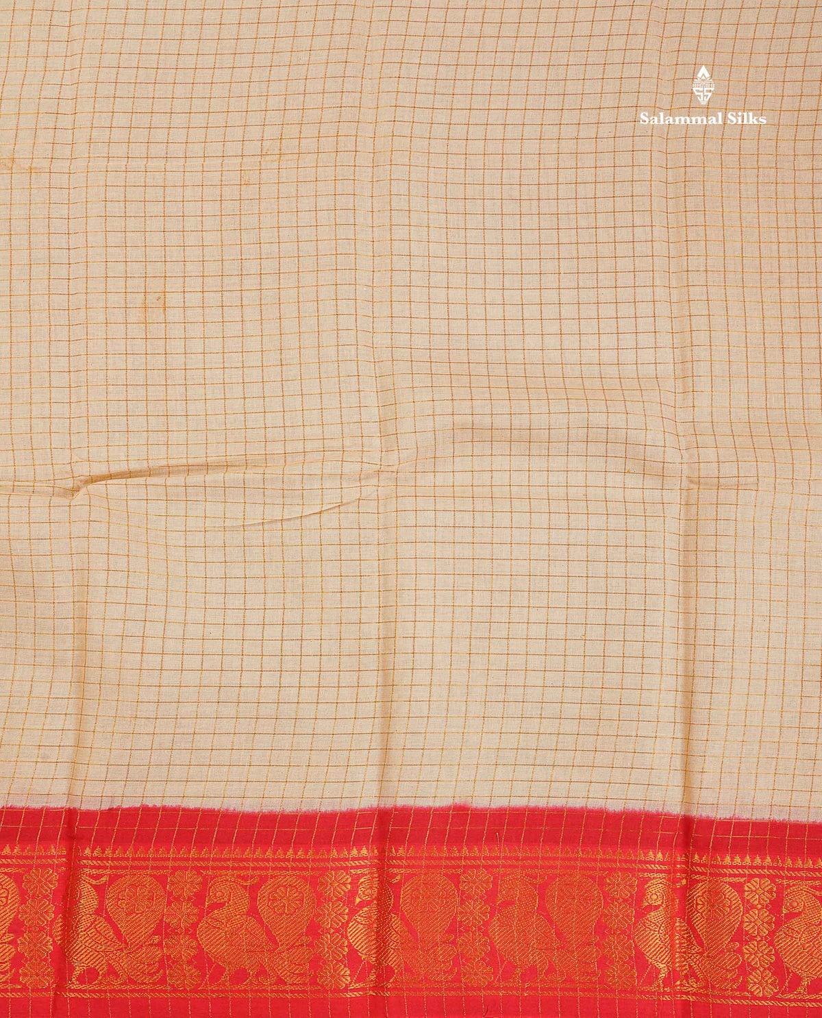 Sungudi Cotton Saree - Orange Colour Body Small Zari Checks With Baby Pink Border