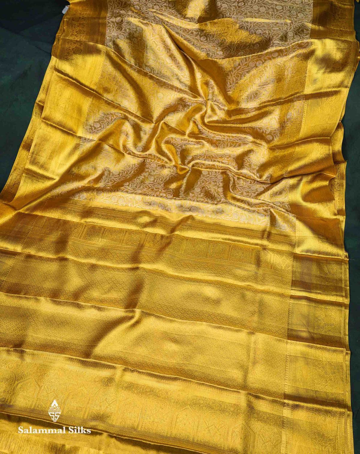 Beautiful Gold Tissue Bridal Pure Kanjivaram Silk Saree With Traditional Border