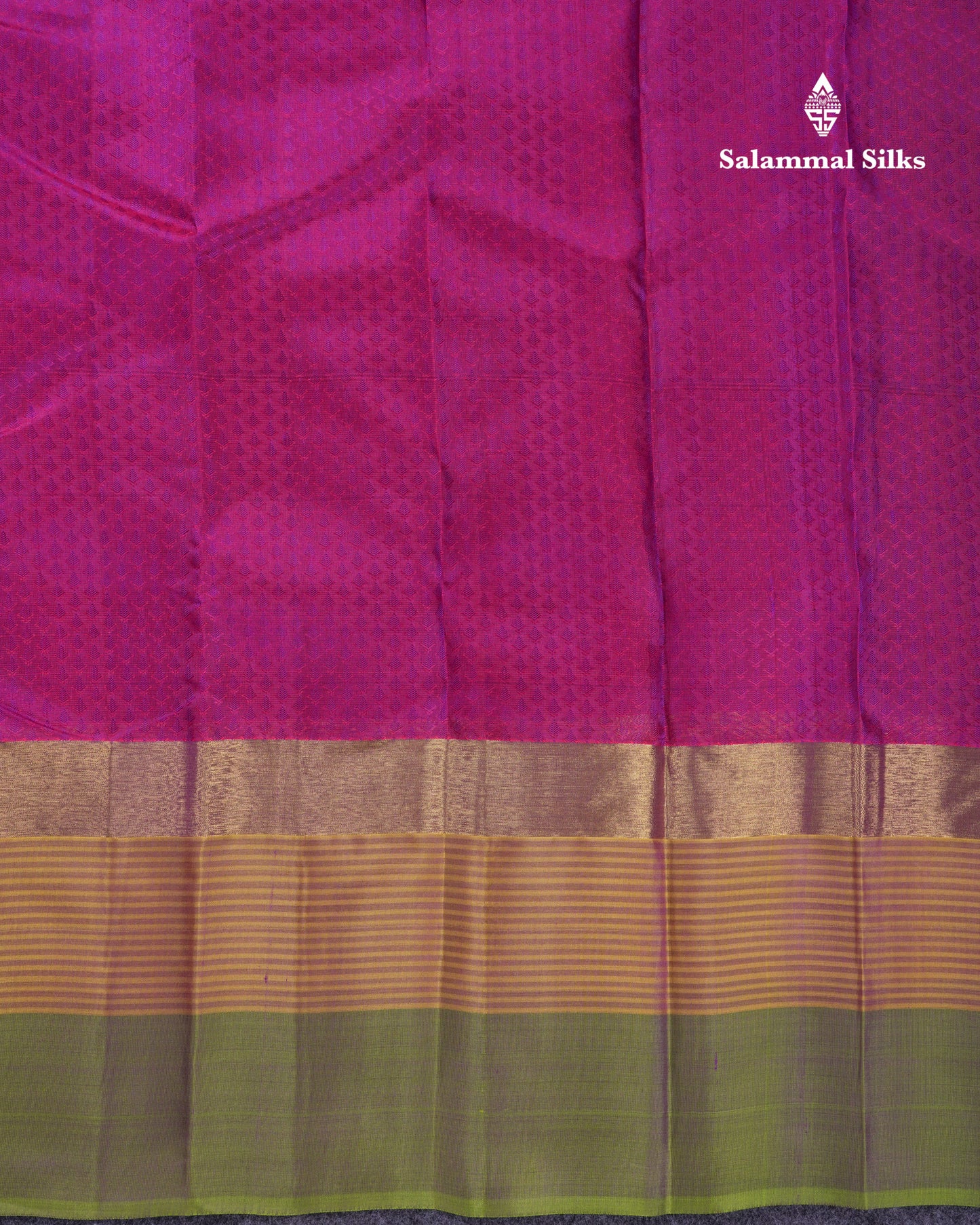 Beautiful Magenta Pure Kanjivaram Silk Saree With Contrast Light Green Border