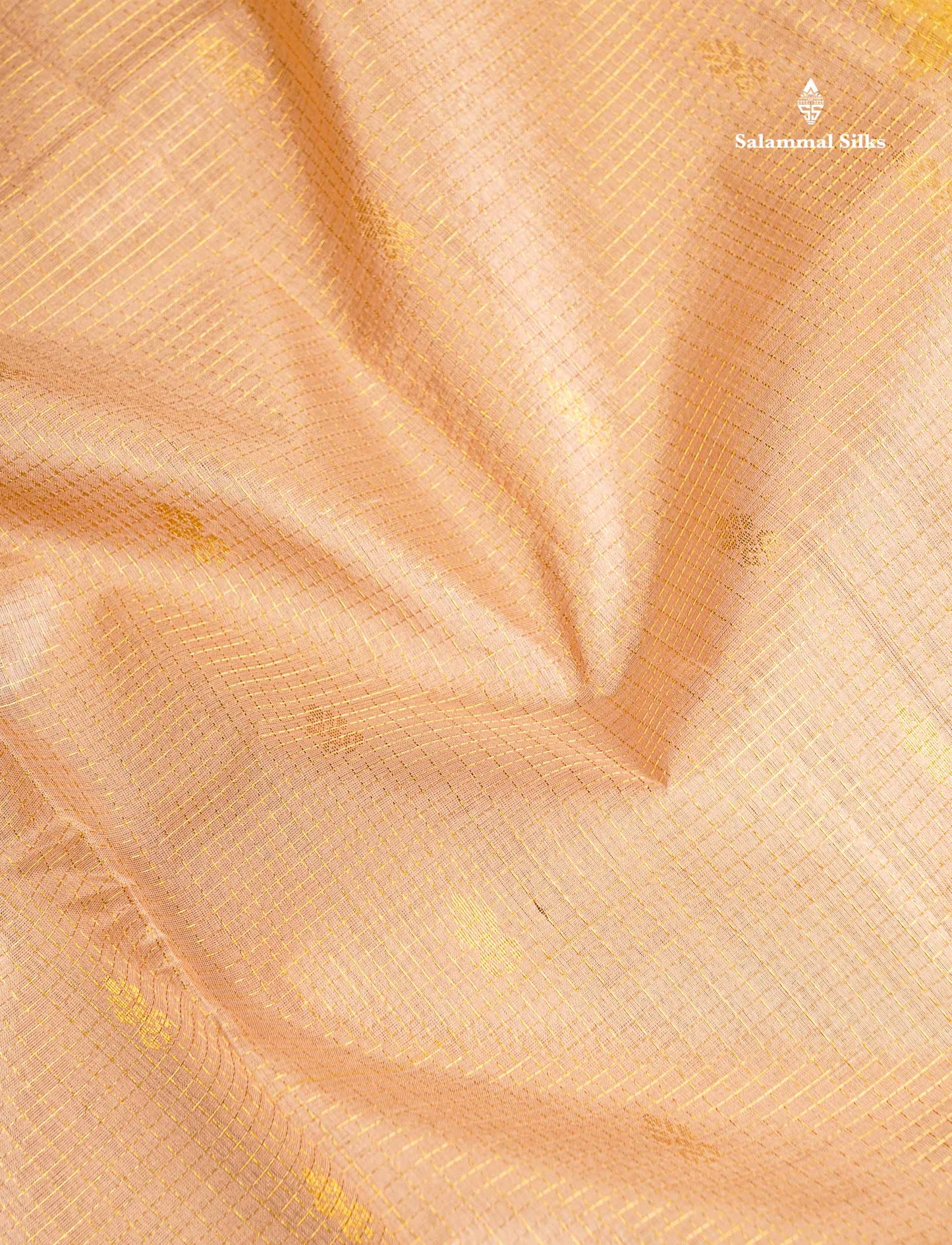 Pure Silk Cotton Saree - Sandal Small Checks With Butta Along With Contrast Lemon Yellow Traditional Evening Morning Border