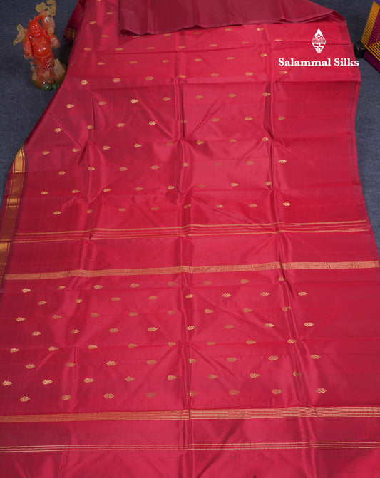 Beautiful Maroon Pure Kanjivaram Silk Saree With Traditional One Side Border