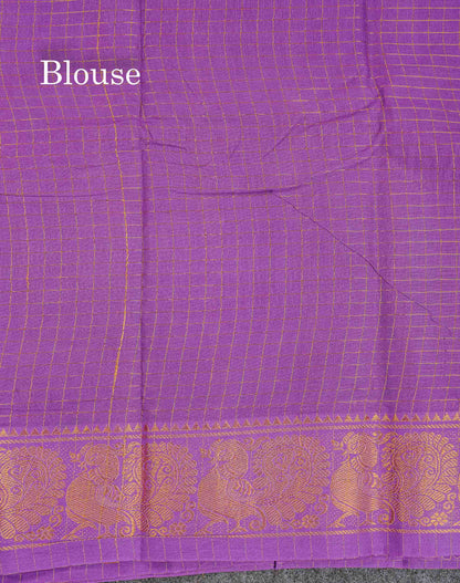 Sungudi Cotton Saree - Orange Colour Body Small Zari Checks With Baby Pink Border