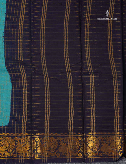 Sungudi Cotton Saree - Orange Colour Body Small Zari Checks With Baby Pink Border