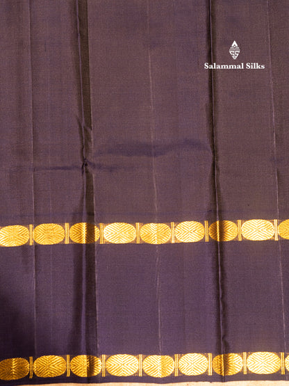 Bottle Green Colour Kanjivaram Pure Silk Saree With Navy Blue Double Border
