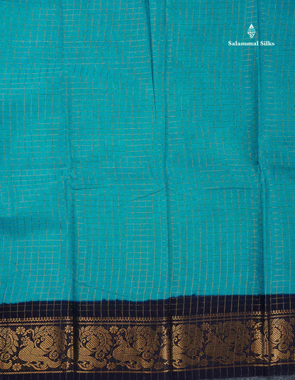Sungudi Cotton Saree - Orange Colour Body Small Zari Checks With Baby Pink Border