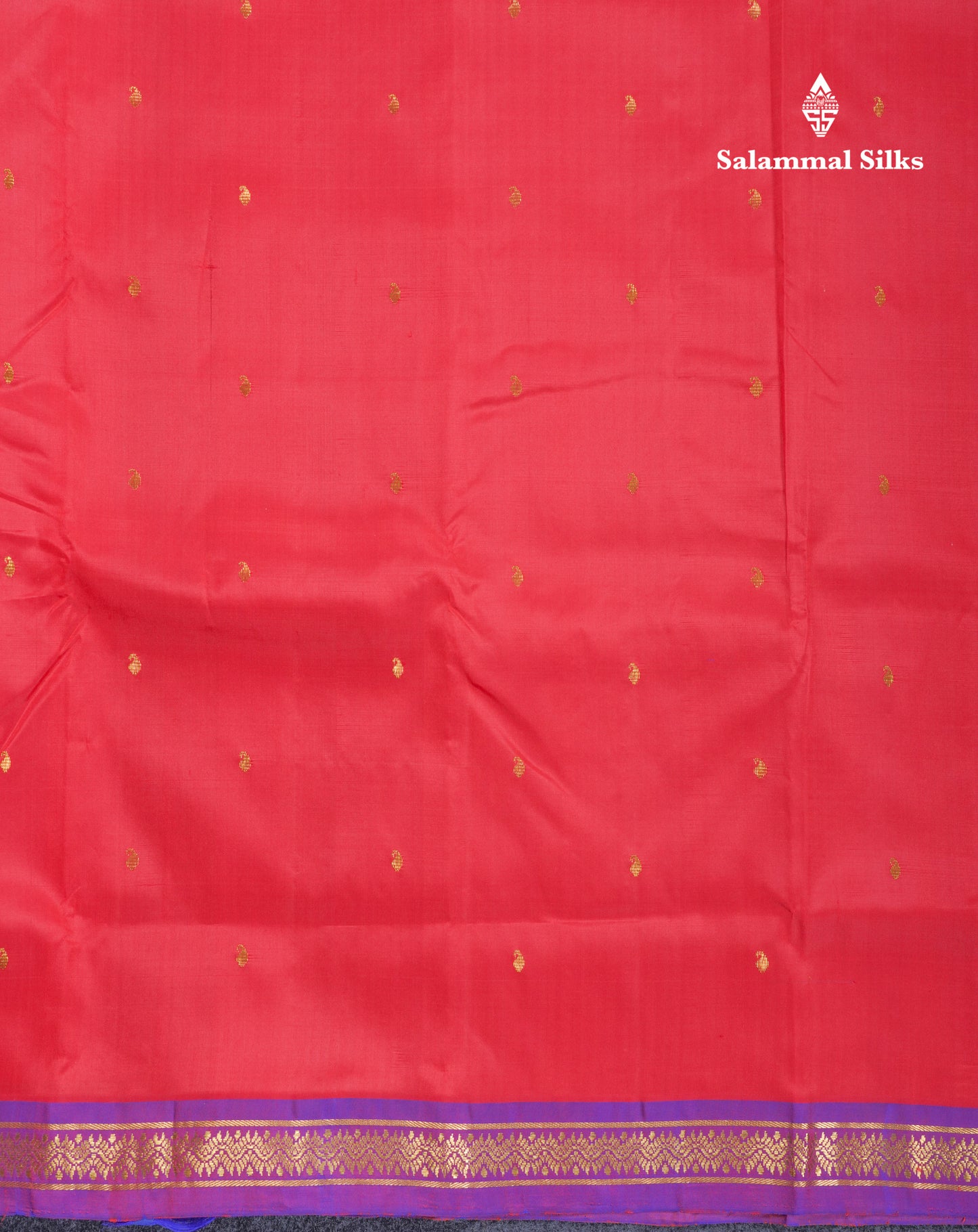 Beautiful Red Pure Kanjivaram Silk Saree With Dual Tone Violet Traditional Small Border