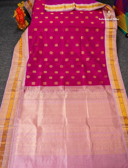 Full View Of Rani Pink Pure Silk Cotton Saree 