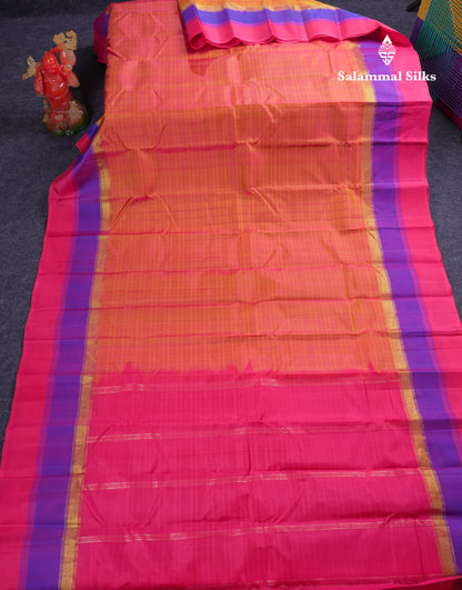 Beautiful Dark Maroon Pure Kanjivaram Silk Saree With Contrast Peacock Green Border