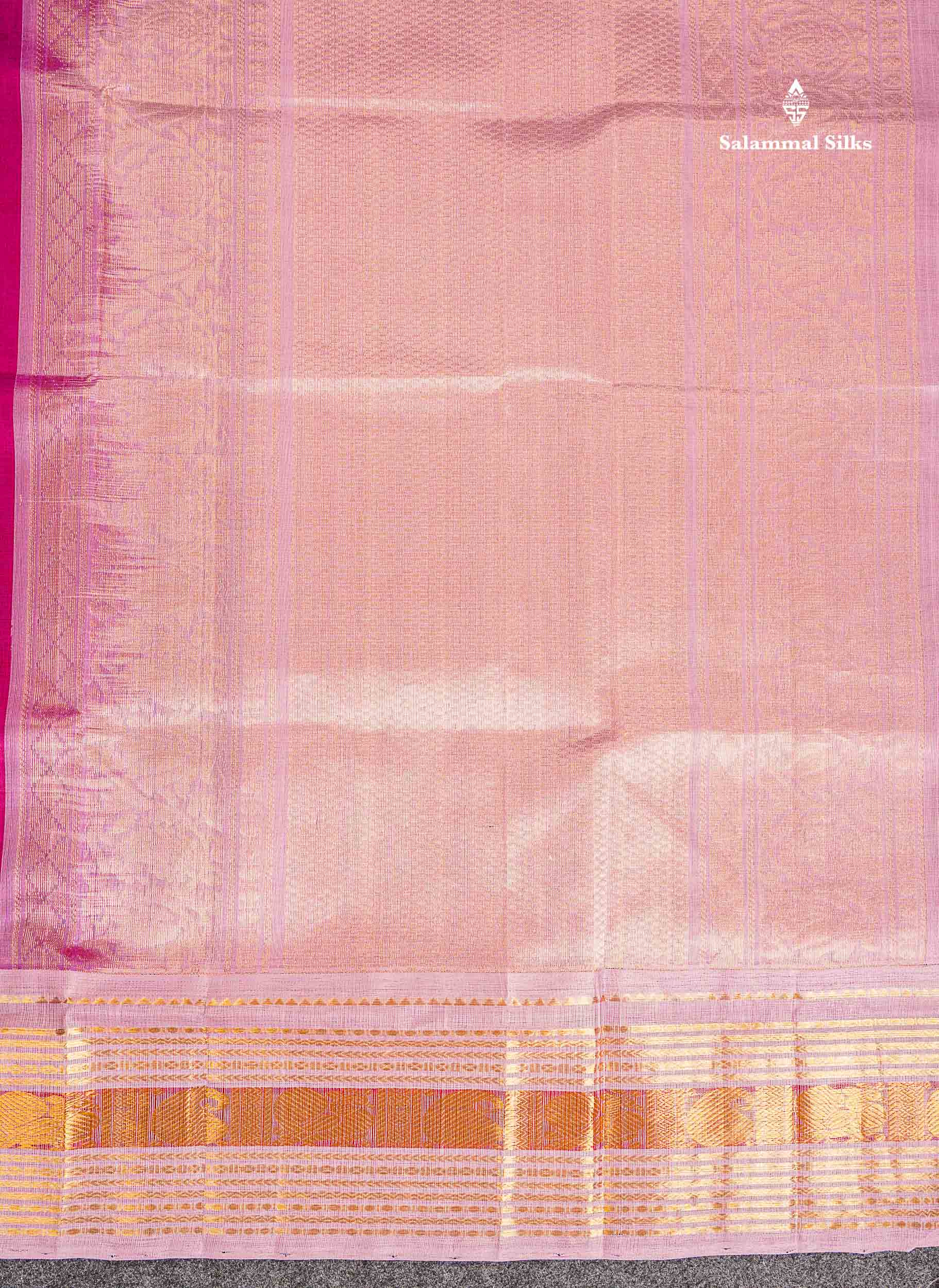 Pallu Of Rani Pink Pure Silk Cotton Saree 