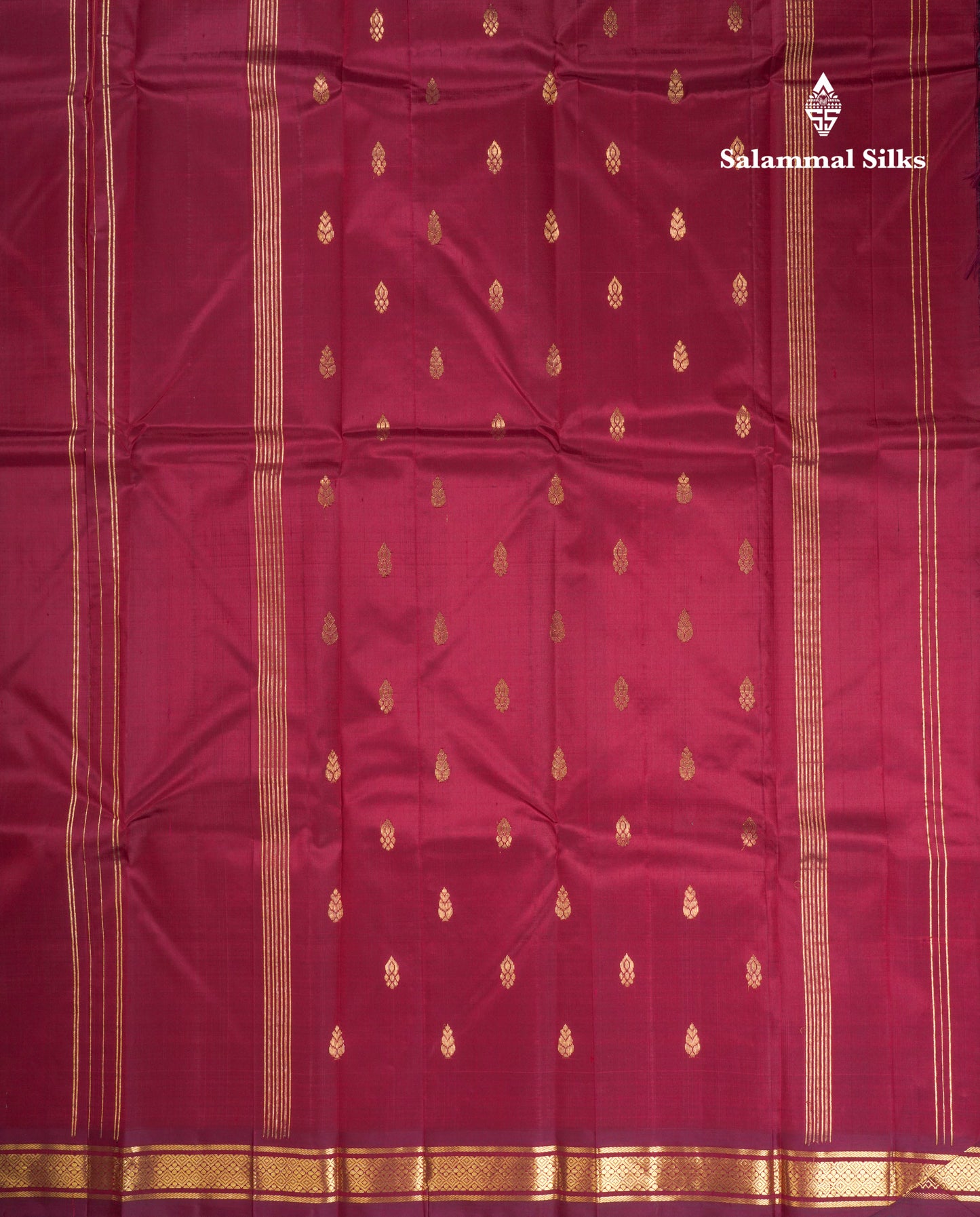 Dark Maroon Beautiful Pure Kanjivaram Silk Saree With Traditional One Side Self Border