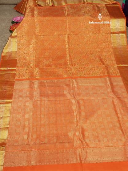 Pinkish Red Bridal Pure Kanjivaram Silk Saree With Self Border