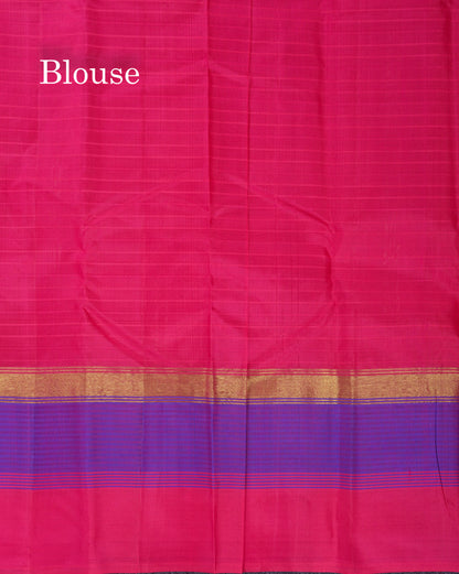 Beautiful Dark Maroon Pure Kanjivaram Silk Saree With Contrast Peacock Green Border