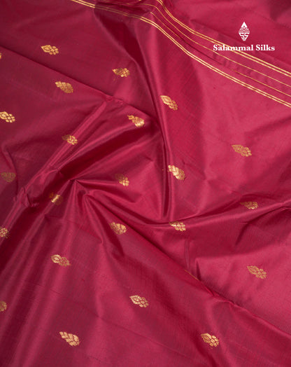 Dark Maroon Beautiful Pure Kanjivaram Silk Saree With Traditional One Side Self Border