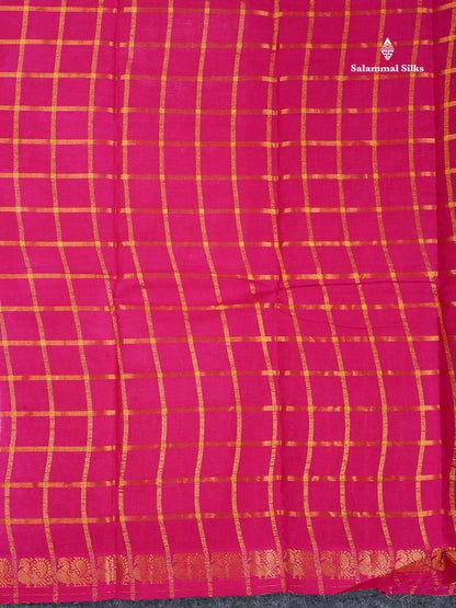 Sungudi Cotton Saree - Baby Pink Colour Body Zari Checks With Contrast Pink Traditional Border