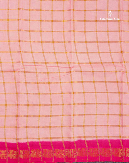 Sungudi Cotton Saree - Baby Pink Colour Body Zari Checks With Contrast Pink Traditional Border