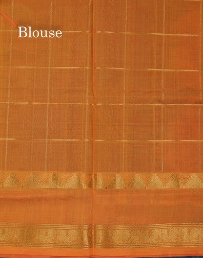 Beautiful Maroon Checks With Mango & Peacock Buttas Pure Silk Cotton Saree With Contrast Mustard Yellow Blouse