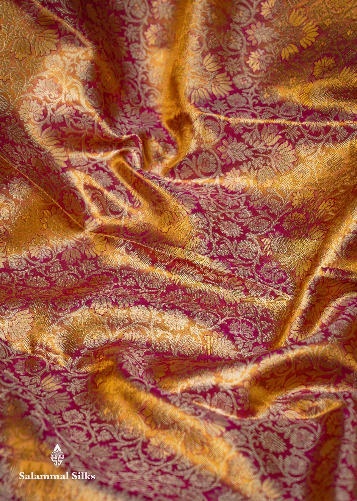 Beautiful Pink Tissue Bridal Menakari Work Pure Kanjivaram Silk Saree With Contrast Magenta Pink Fancy Border