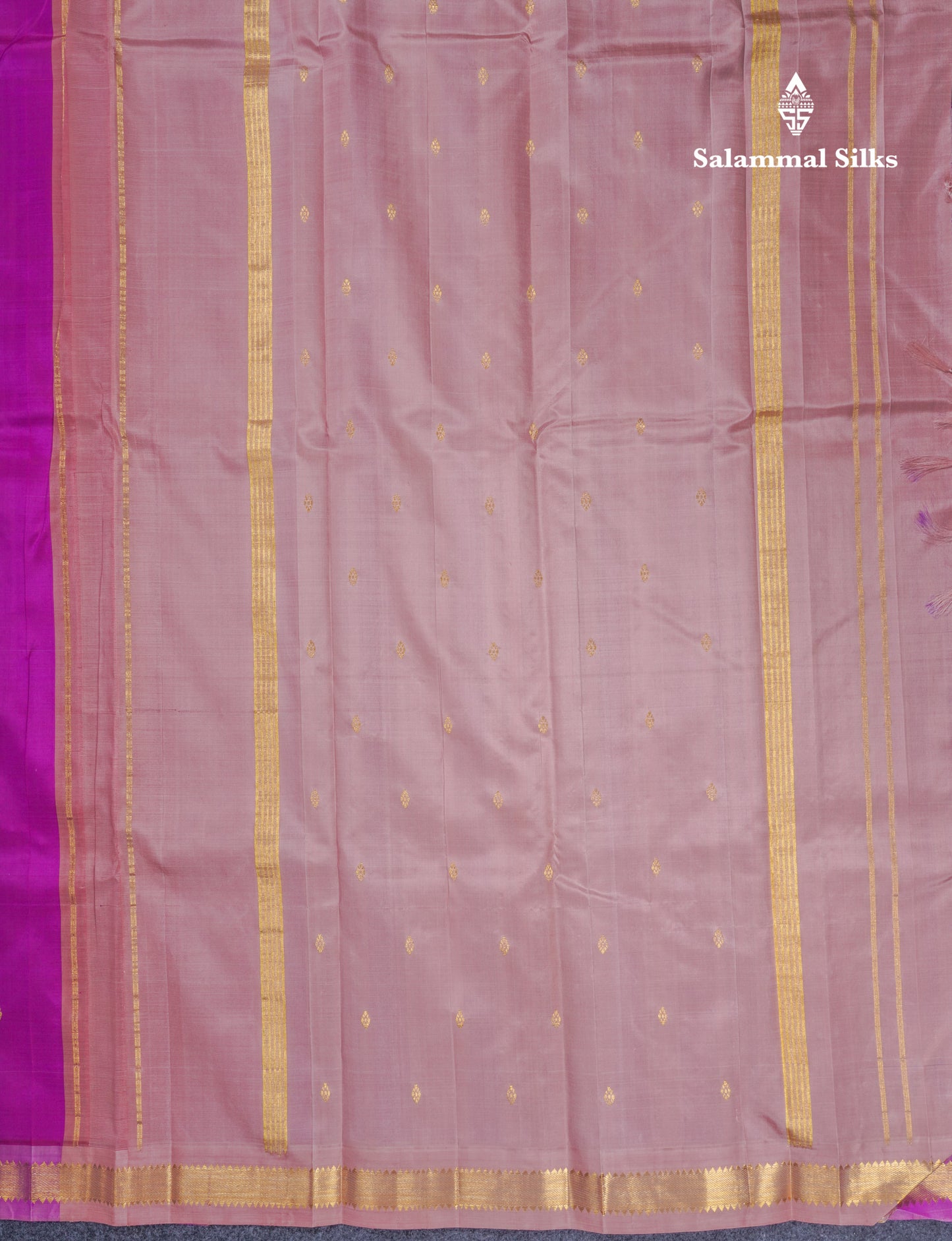 Beautiful Magenta Pink Pure Kanjivaram Silk Saree With Lavender Traditional One Side Borde