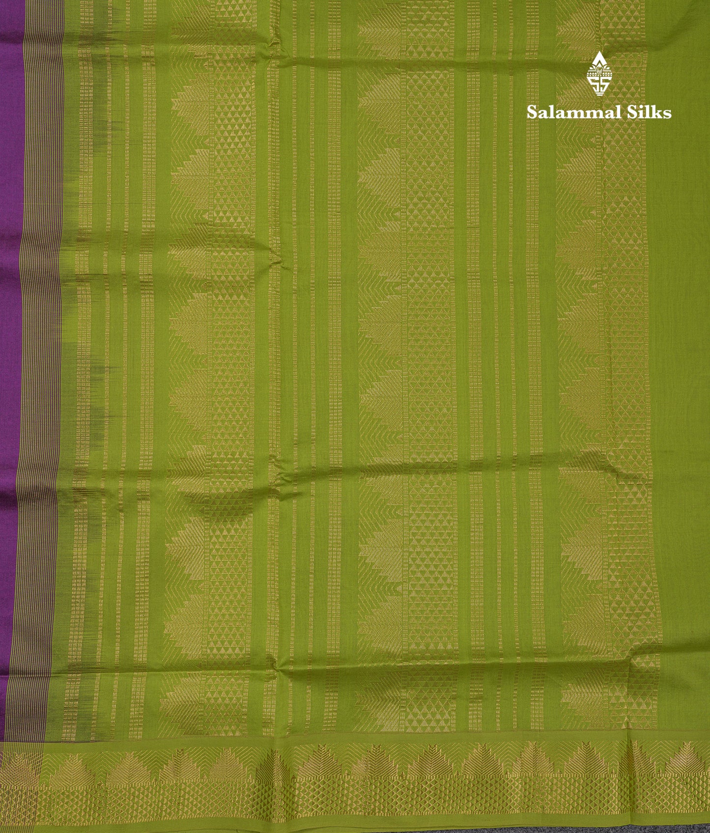 Beautiful Dark Purple Plain Semi Silk Cotton Saree With Contrast Parrot Green Blouse