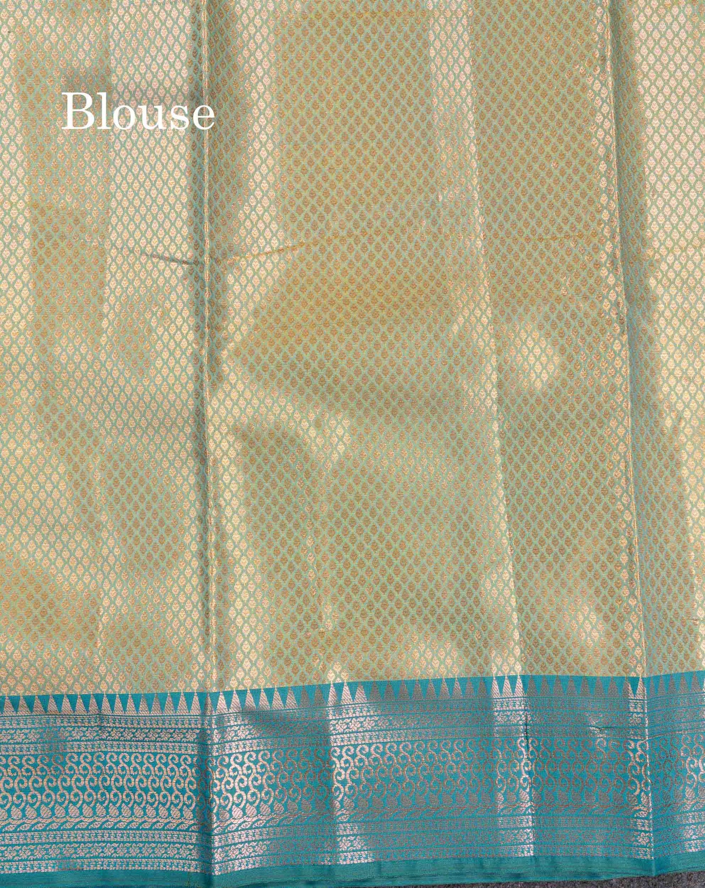 Beautiful Sapphire Green Semi Silk Saree With Contrast Peacock Green Traditional Border