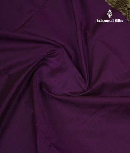Beautiful Dark Purple Plain Semi Silk Cotton Saree With Contrast Parrot Green Blouse