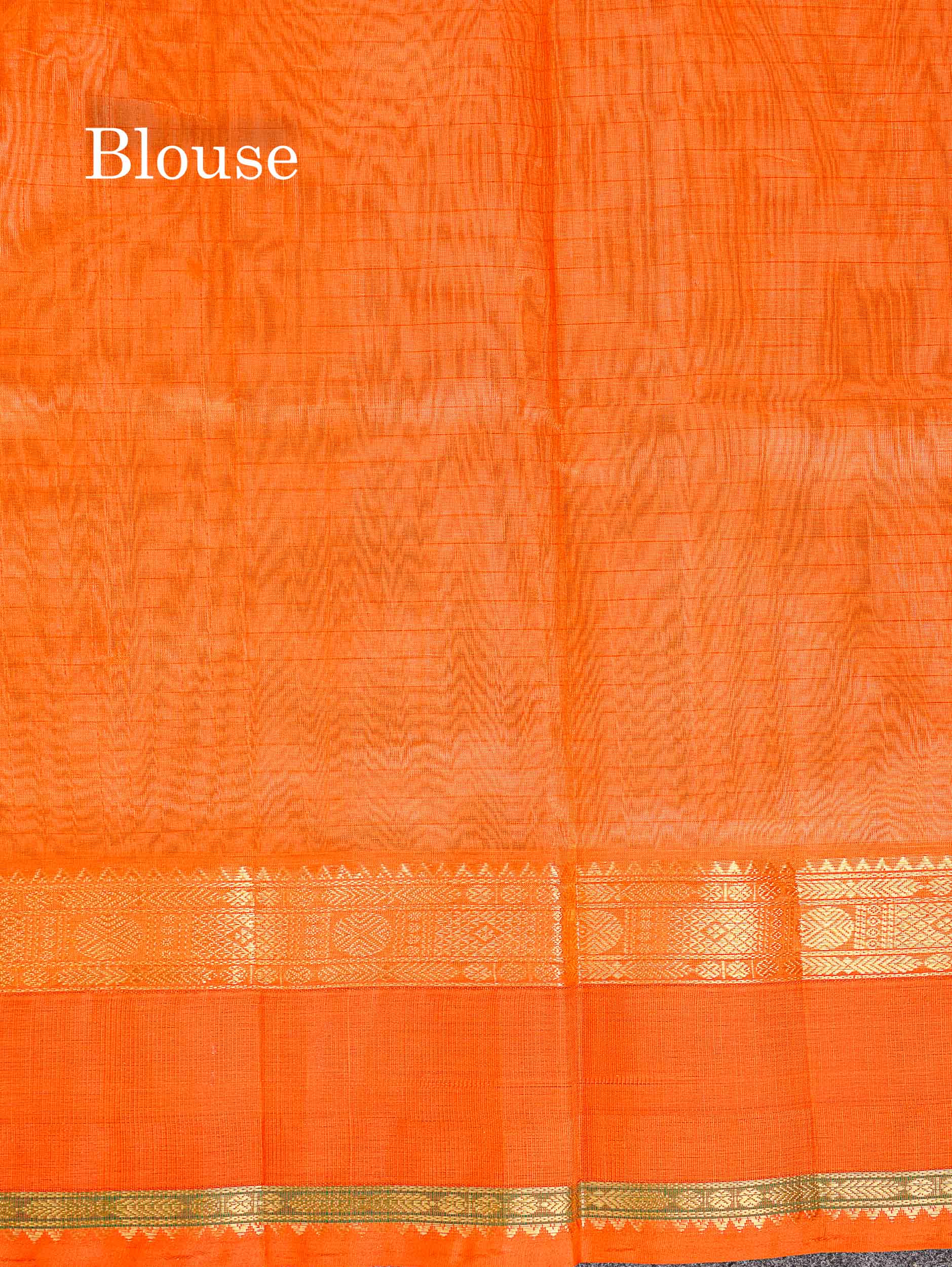 Contrast Orange Blouse Of Cream Pure Silk Cotton Saree