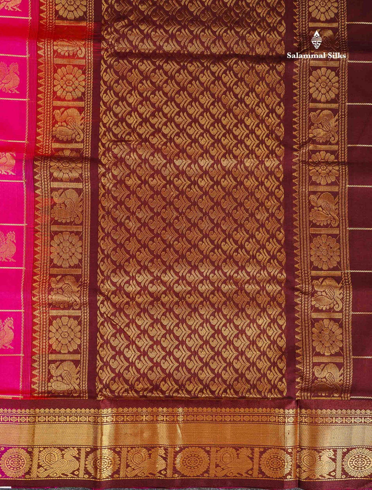 Pallu Of Dual Tone Pink Pure Silk Cotton Saree