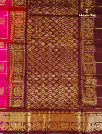 Pallu Of Dual Tone Pink Pure Silk Cotton Saree