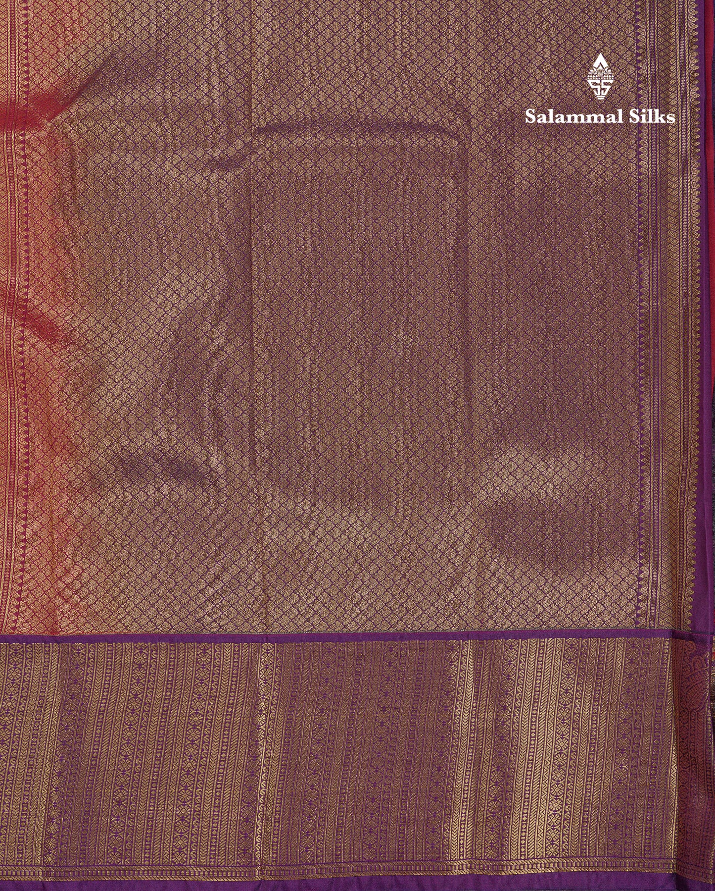 Beautiful Chilly Red Semi Silk Saree With Contrast Dark Purple Traditional Evening Morning Border