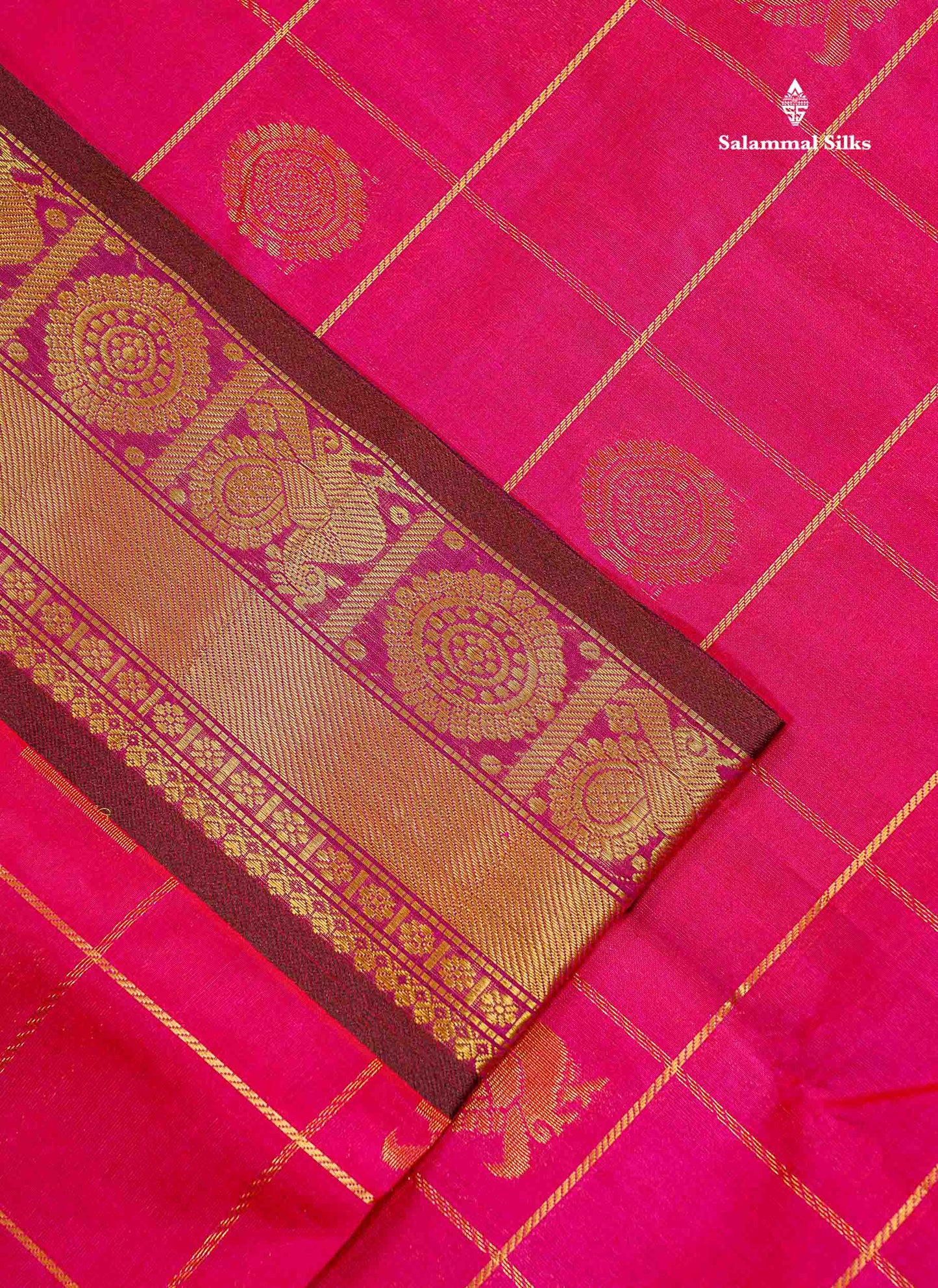 Dark Brown Broder Of Dual Tone Pink Pure Silk Cotton Saree