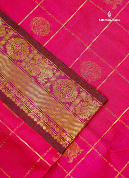 Dark Brown Broder Of Dual Tone Pink Pure Silk Cotton Saree