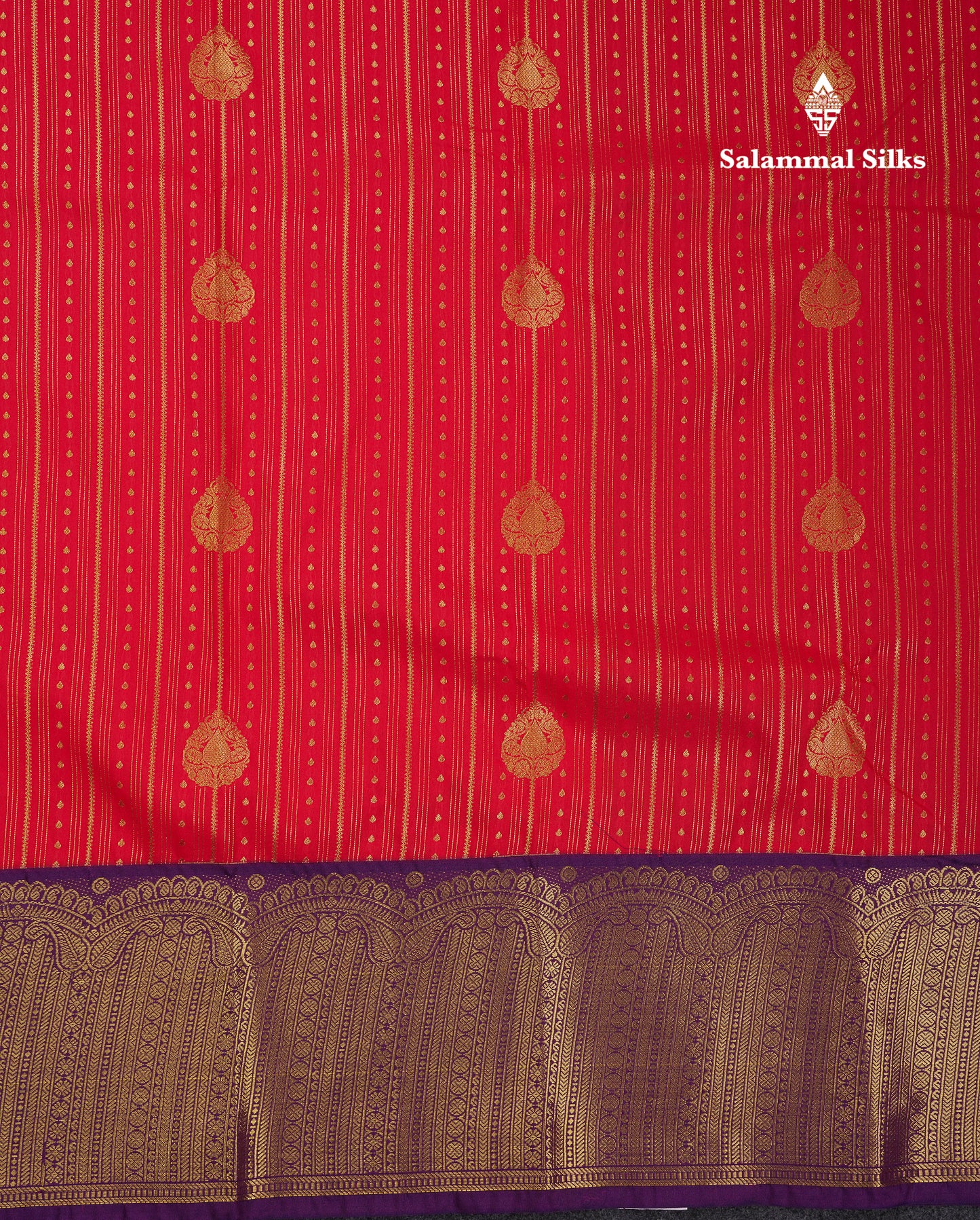 Beautiful Chilly Red Semi Silk Saree With Contrast Dark Purple Traditional Evening Morning Border