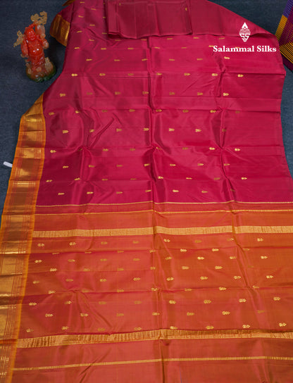 Beautiful Maroon Pure Kanjivaram Silk Saree With Mustard Yellow Traditional One Side Border