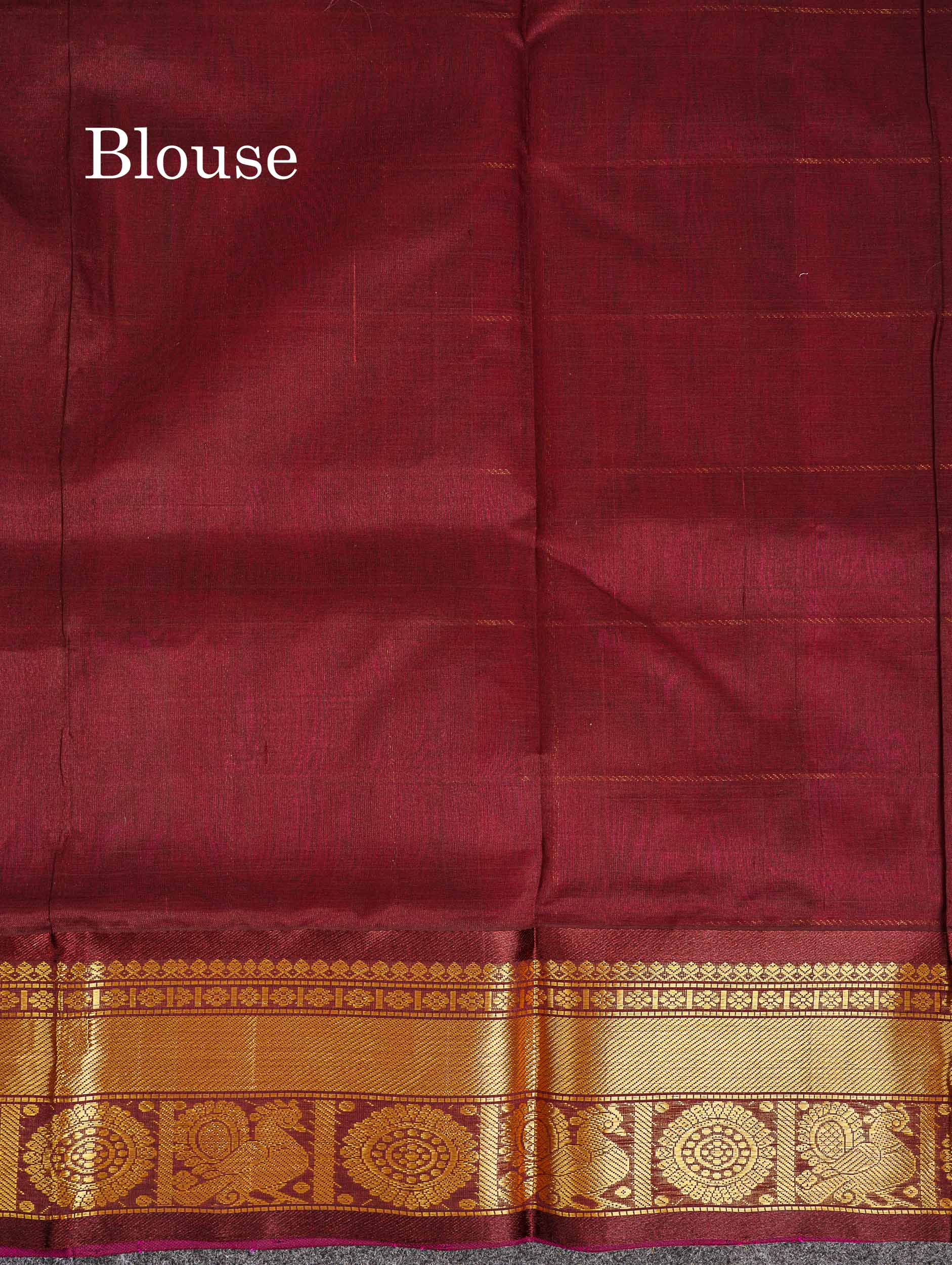 Contrast Dark Brown Blouse Of  Dual Tone Pink Pure Silk Cotton Saree