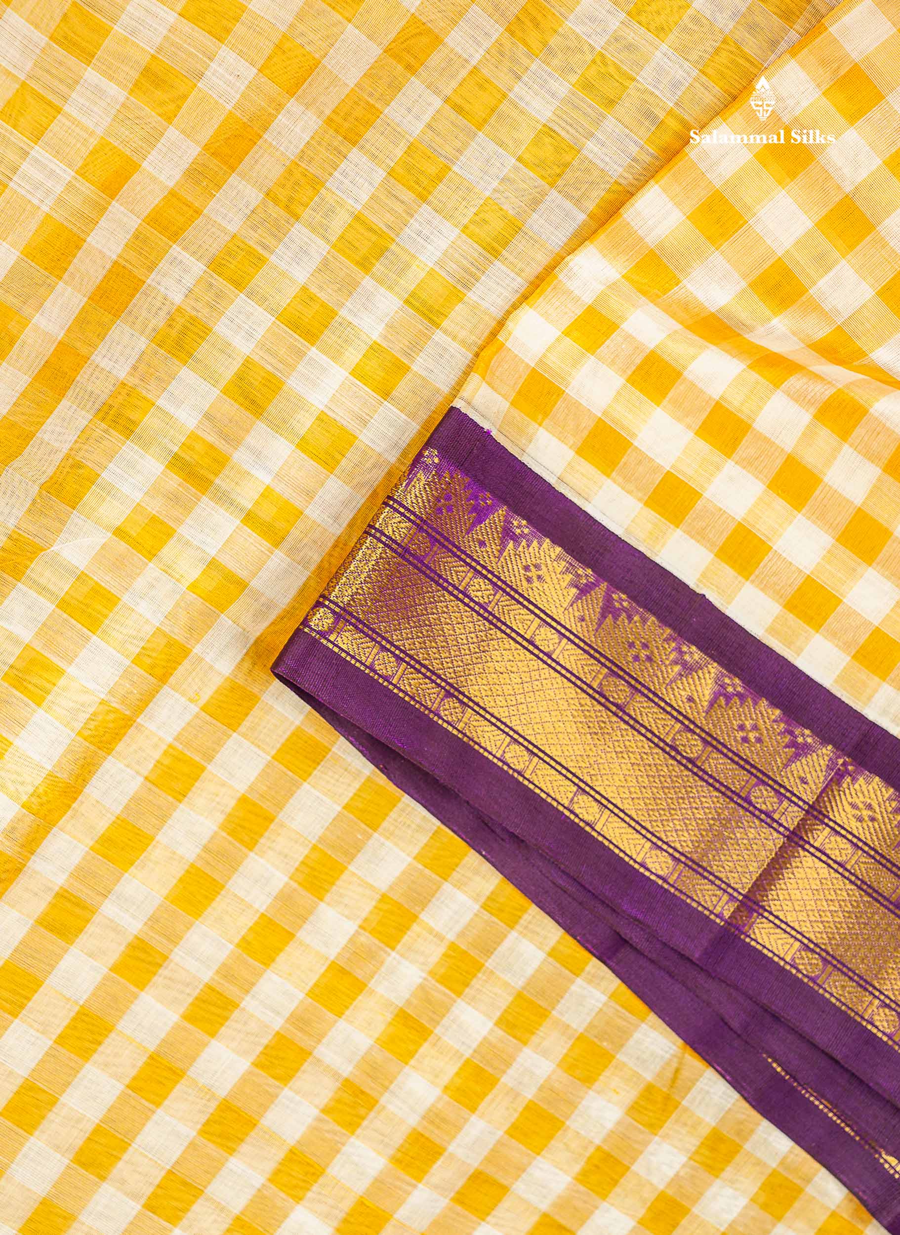 Dark Purple Border Of Multicolour Pure Silk Cotton Saree