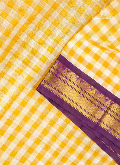 Dark Purple Border Of Multicolour Pure Silk Cotton Saree